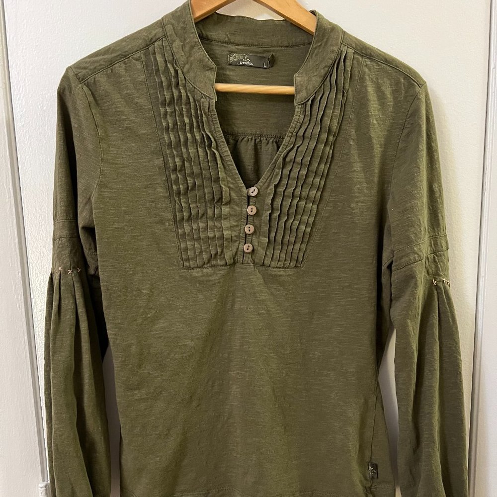 Prana long sleeve cotton shirt — Large — Olive Green